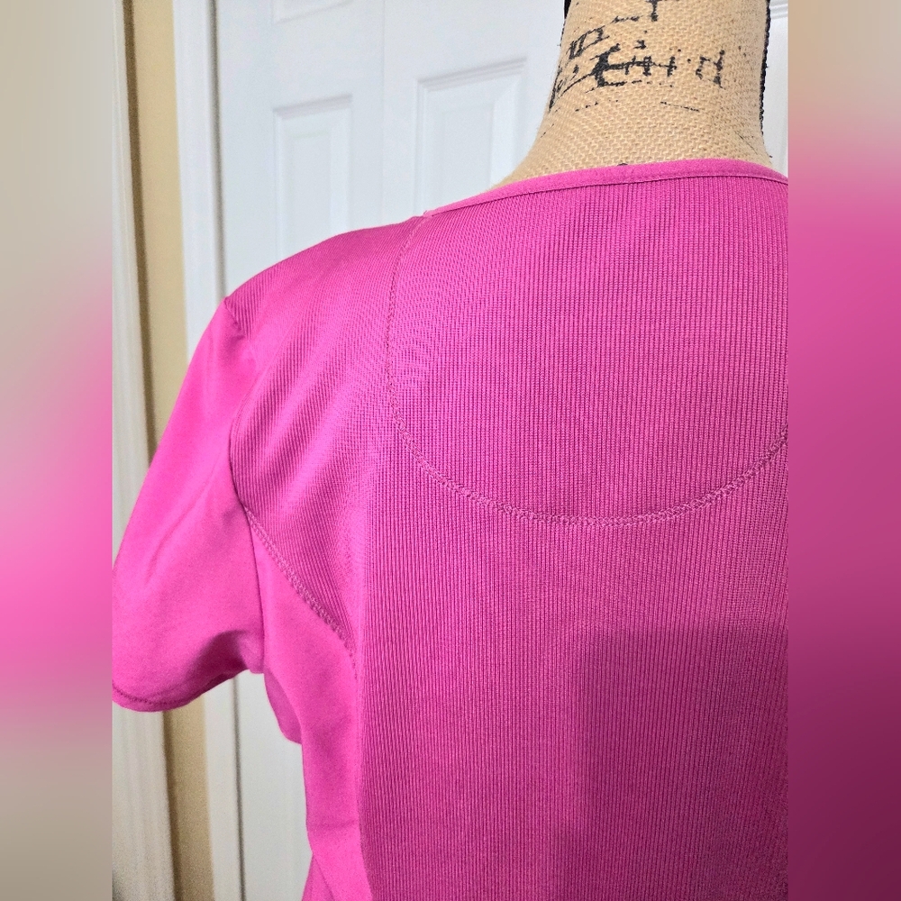 Cherokee Infinity Women's Medical Scrub Top in Bright Pink/Magenta - Picture 7 of 12